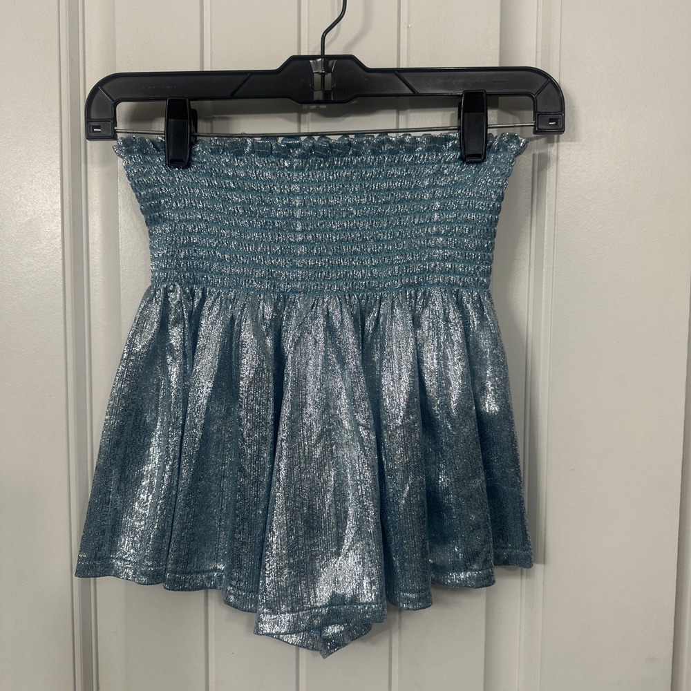 Queen Of Sparkles Kids Light Blue Grey Sparkle Swing Shorts 2XL 14/16 Womens XS